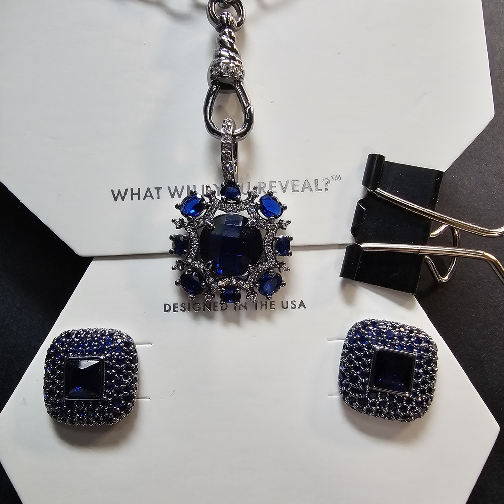 Bomb Party Sapphire & Hematite Necklace And Earrings